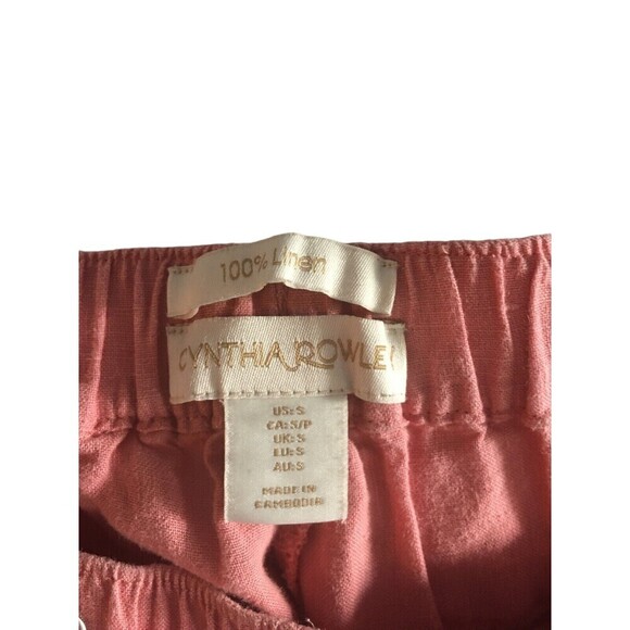 Cynthia Rowley Pants Women's Size Small Pink Linen Pull String - Picture 7 of 7